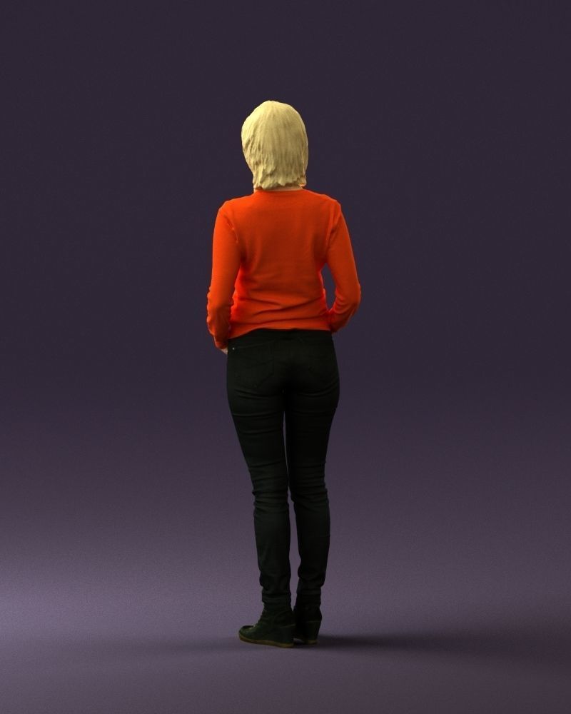 Woman in lava red blouse 0763 3D model_18