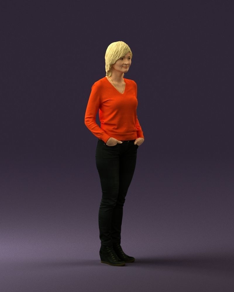 Woman in lava red blouse 0763 3D model_6