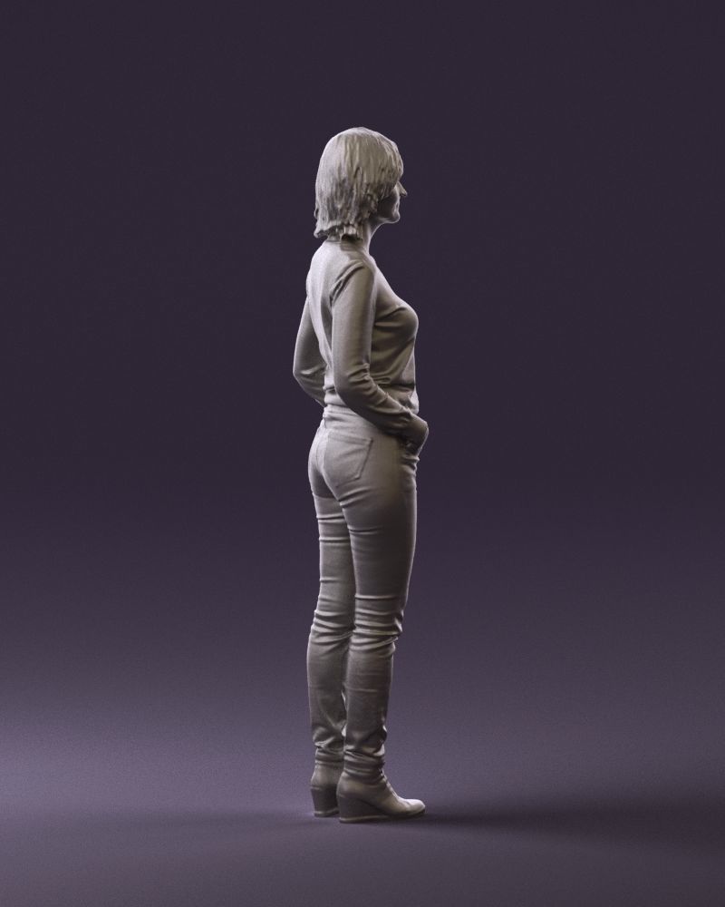 Woman in lava red blouse 0763 3D model_13