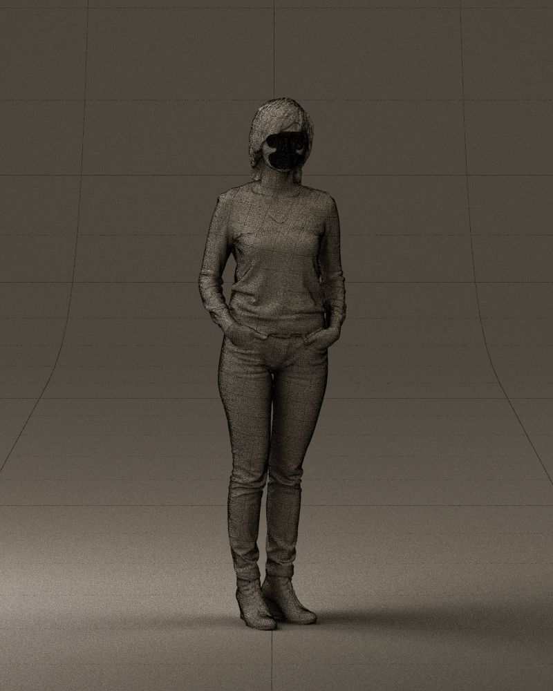 Woman in lava red blouse 0763 3D model_2