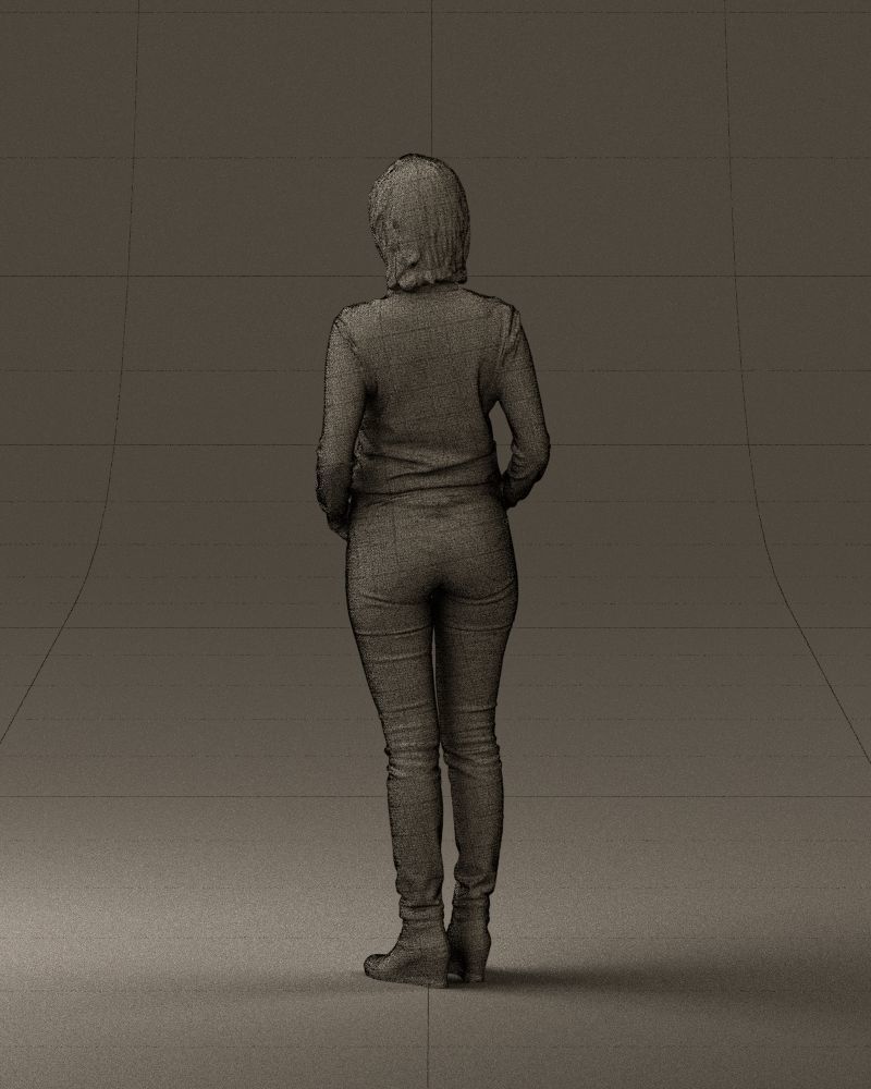 Woman in lava red blouse 0763 3D model_20