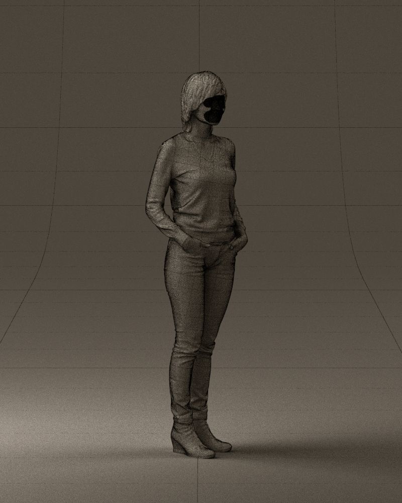 Woman in lava red blouse 0763 3D model_8