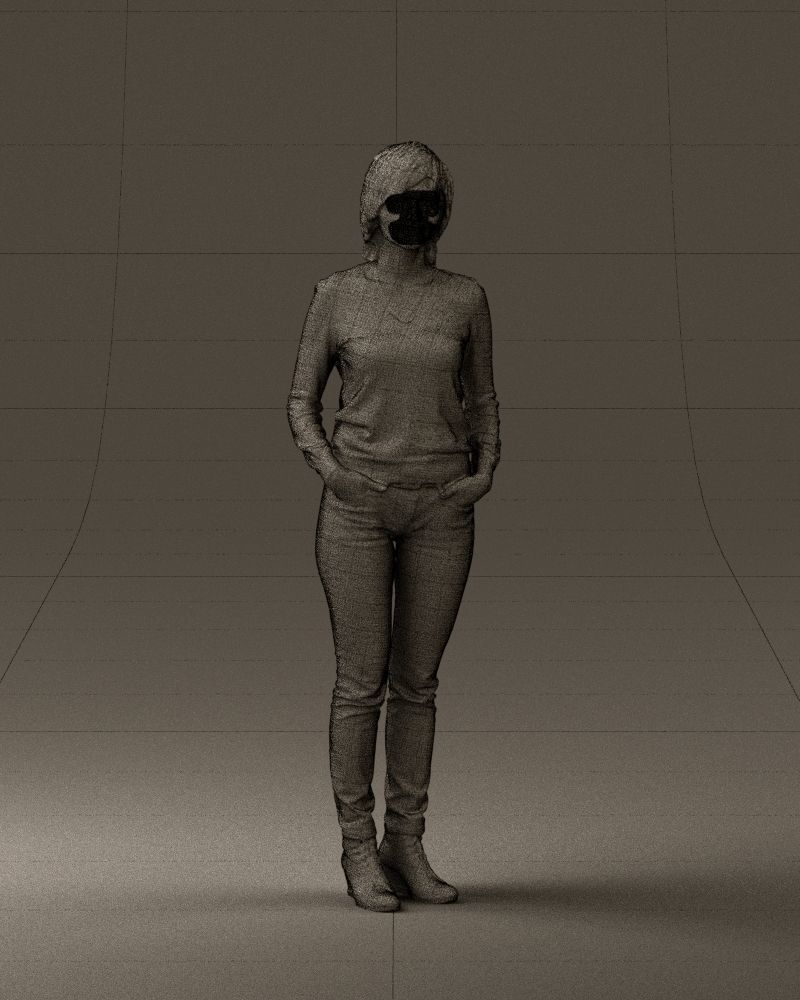 Woman in lava red blouse 0763 3D model_38