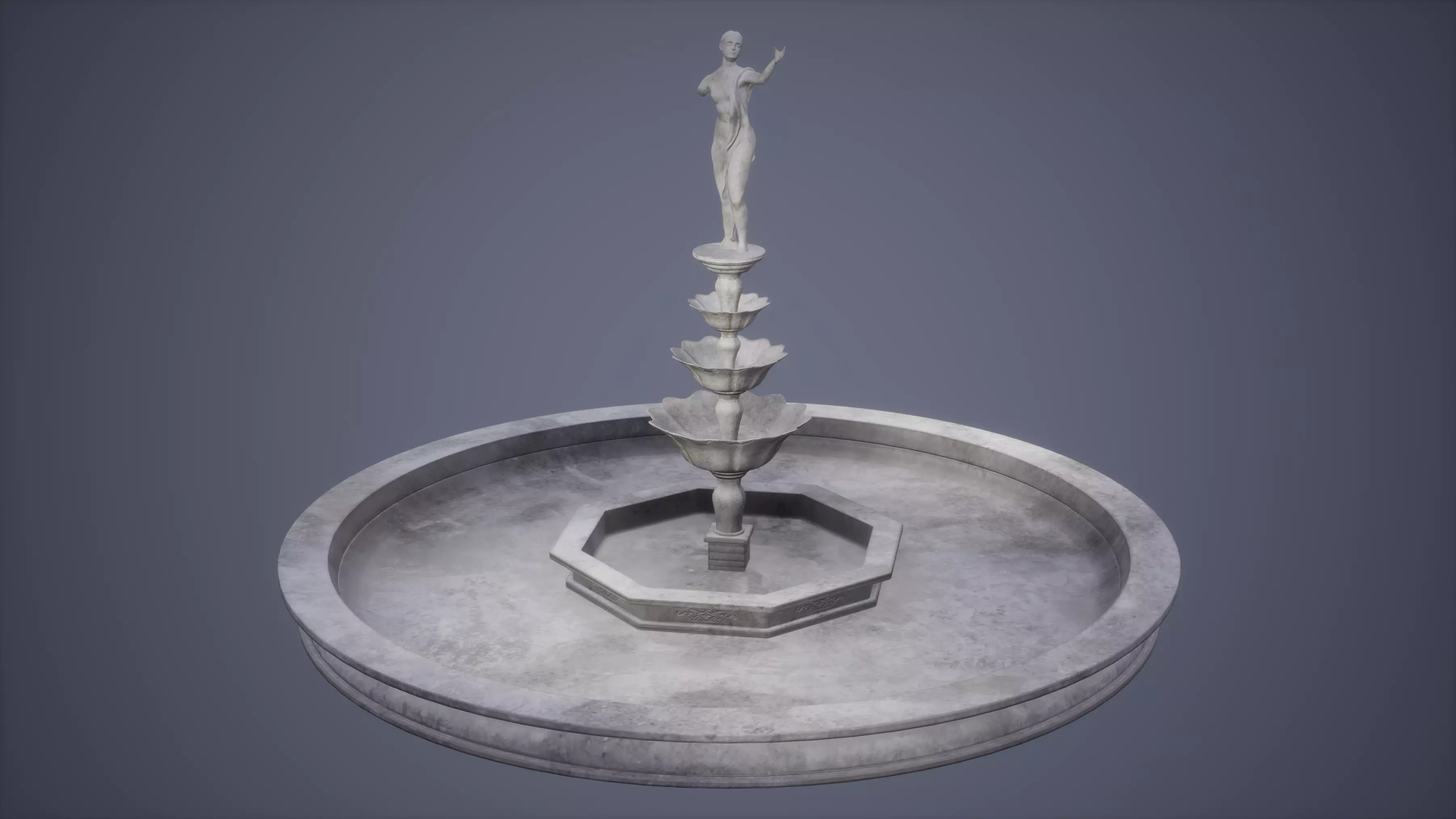 Fountain Statue Low Poly Game Ready Low-poly 3D model_0