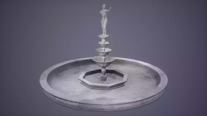 Fountain Statue Low Poly Game Ready  Low-poly 3D model