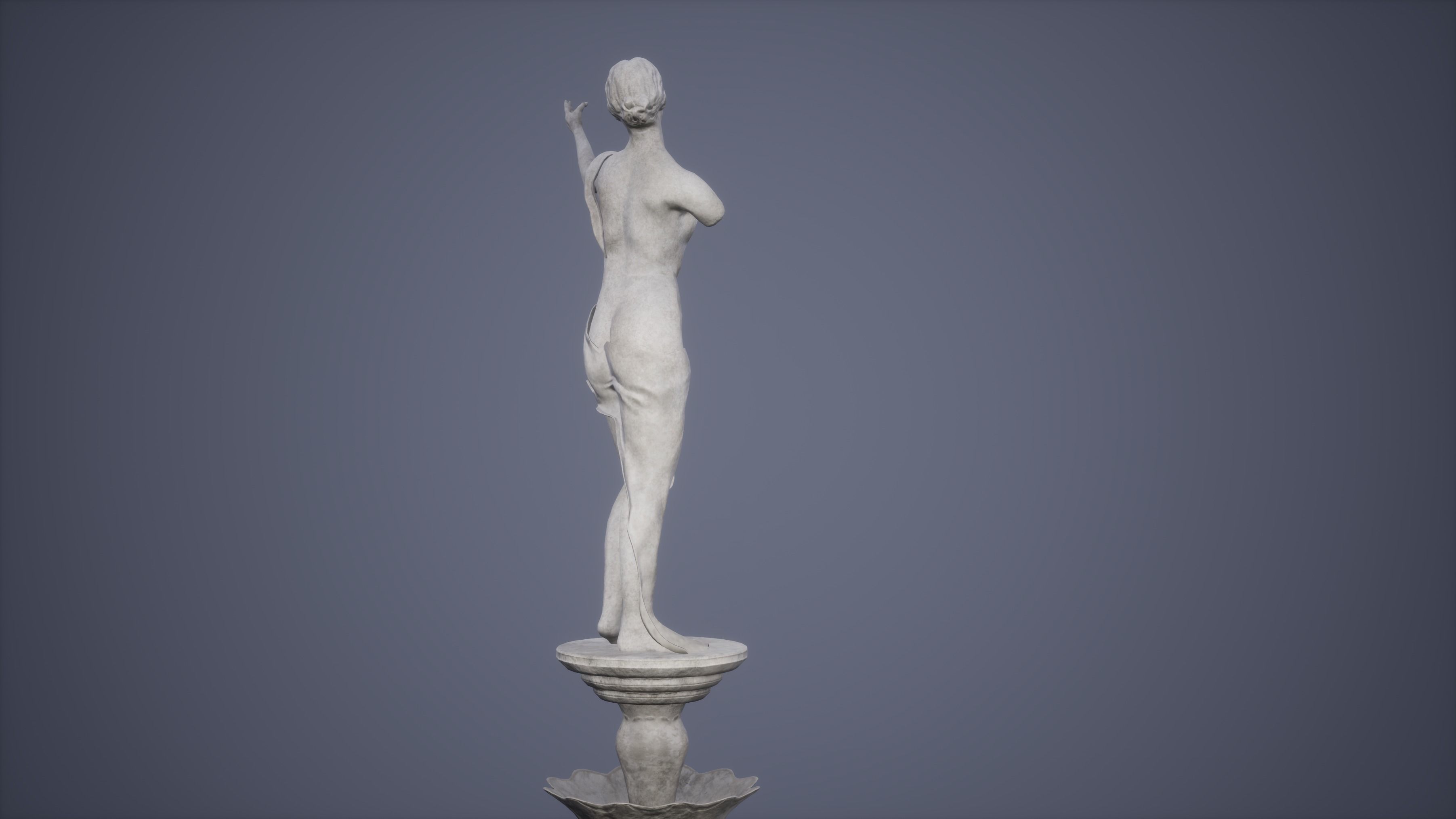 Fountain Statue Low Poly Game Ready Low-poly 3D model_4
