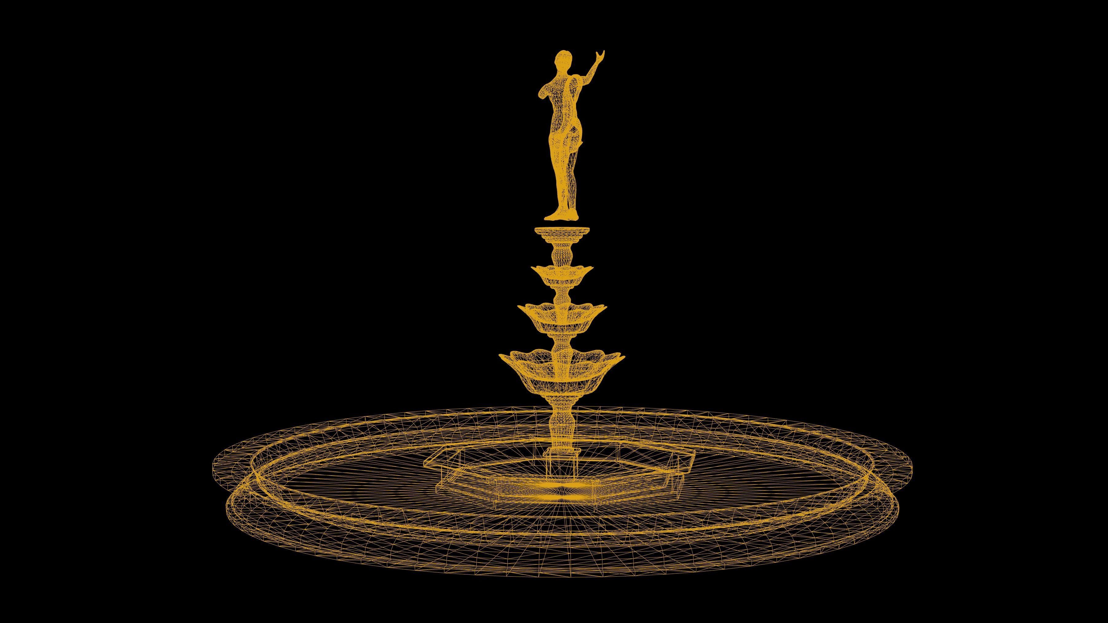 Fountain Statue Low Poly Game Ready Low-poly 3D model_7