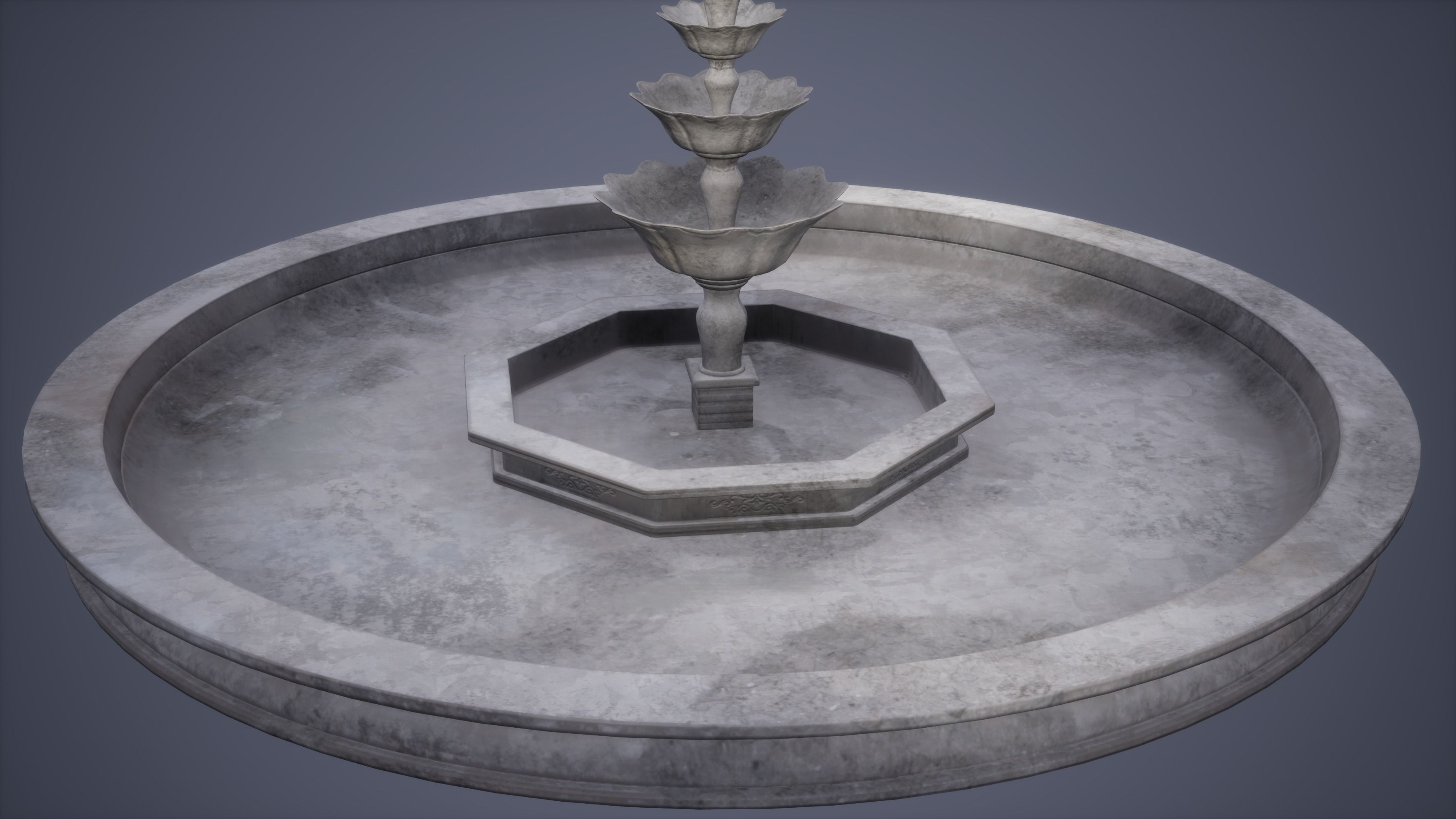 Fountain Statue Low Poly Game Ready Low-poly 3D model_5