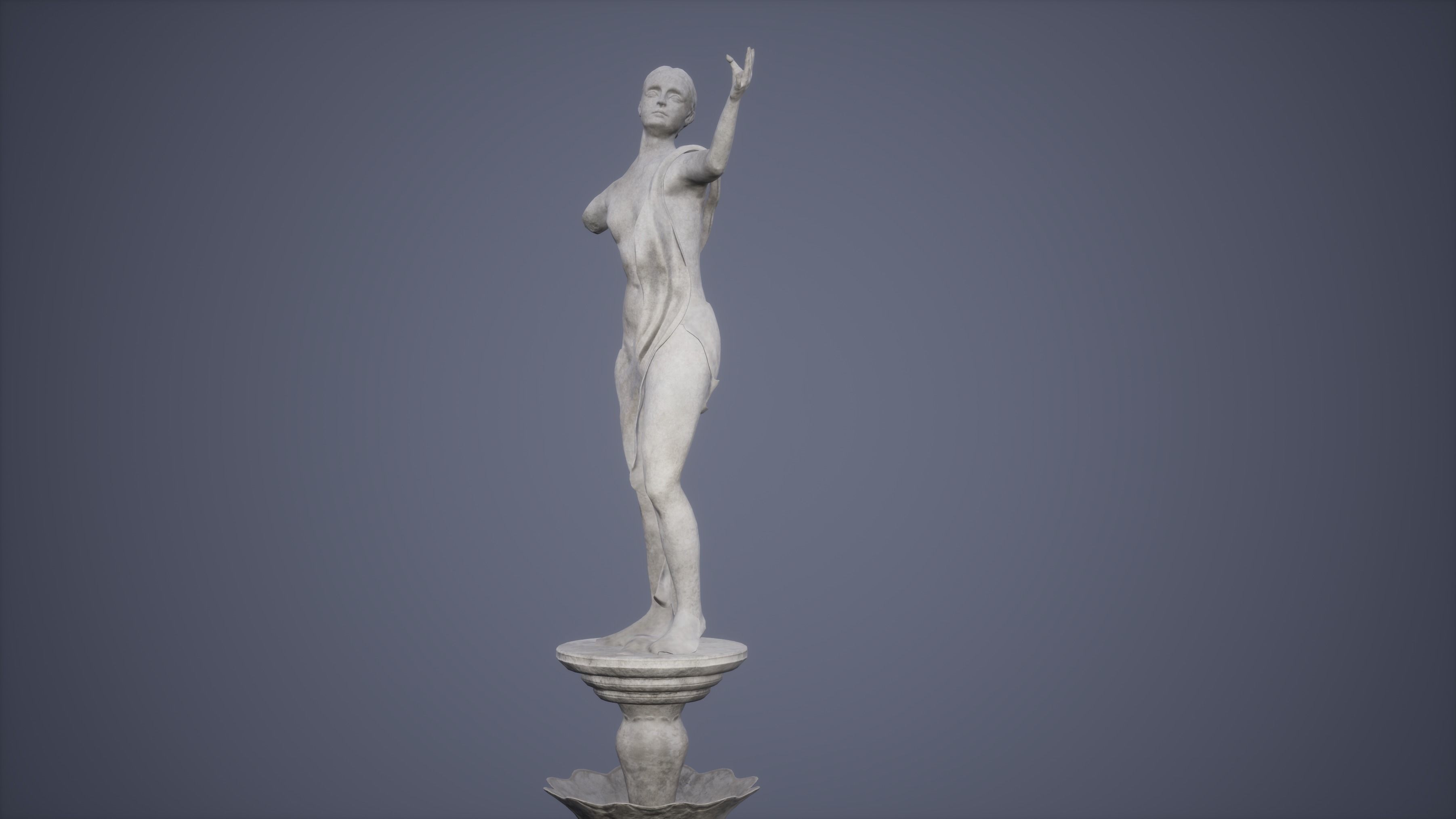 Fountain Statue Low Poly Game Ready Low-poly 3D model_2