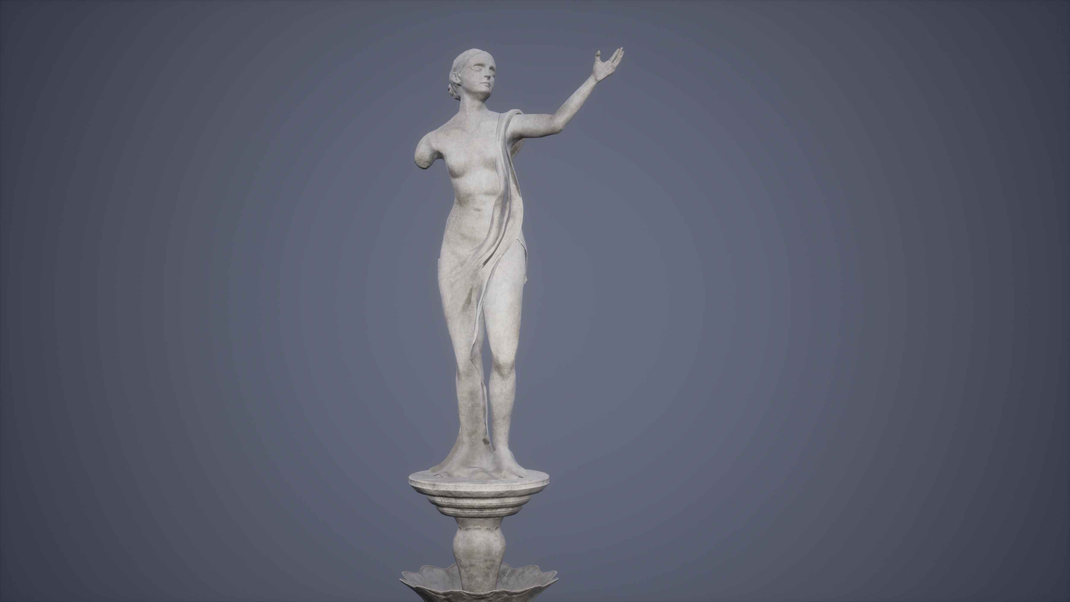 Fountain Statue Low Poly Game Ready Low-poly 3D model_1