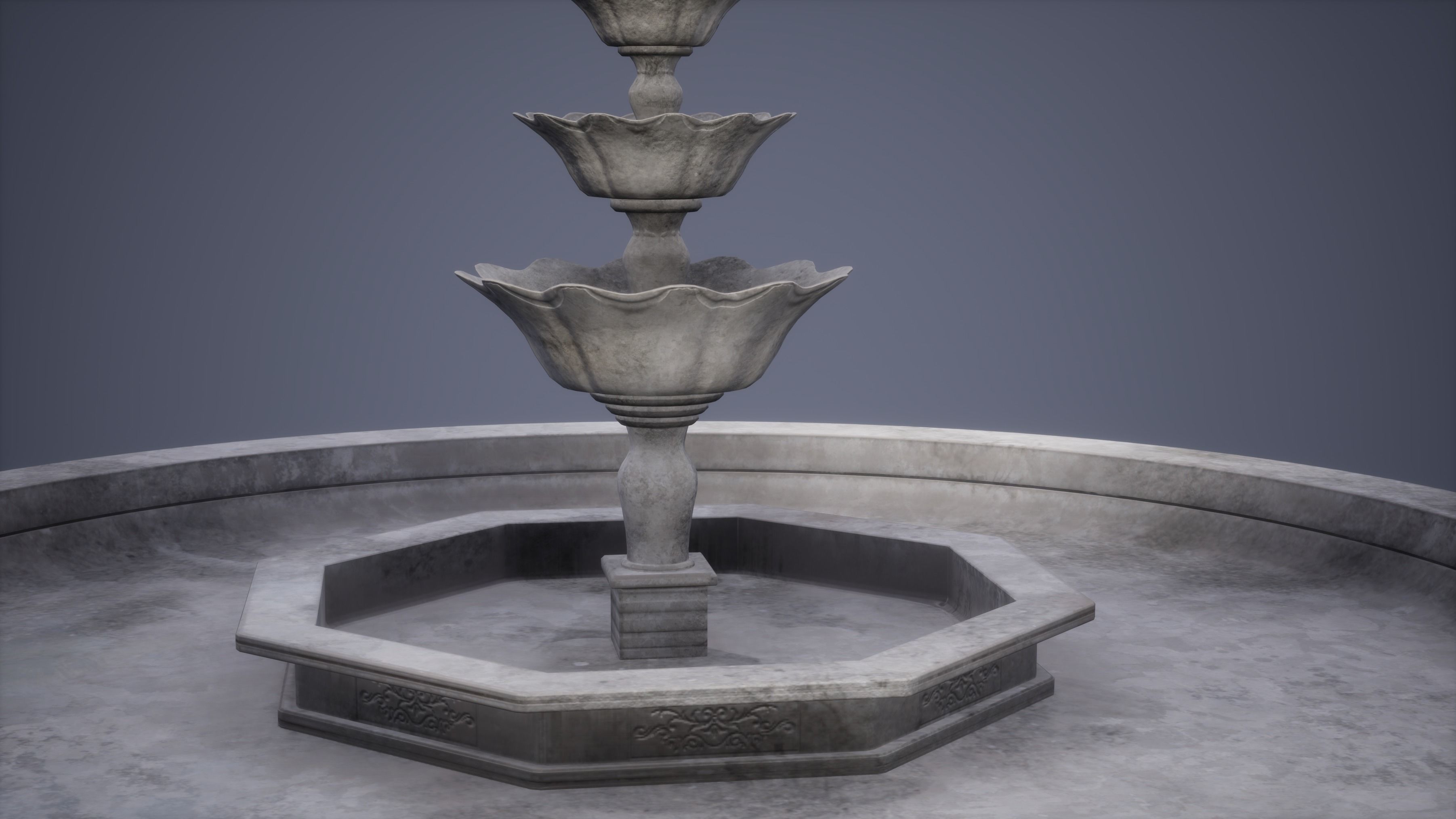 Fountain Statue Low Poly Game Ready Low-poly 3D model_6