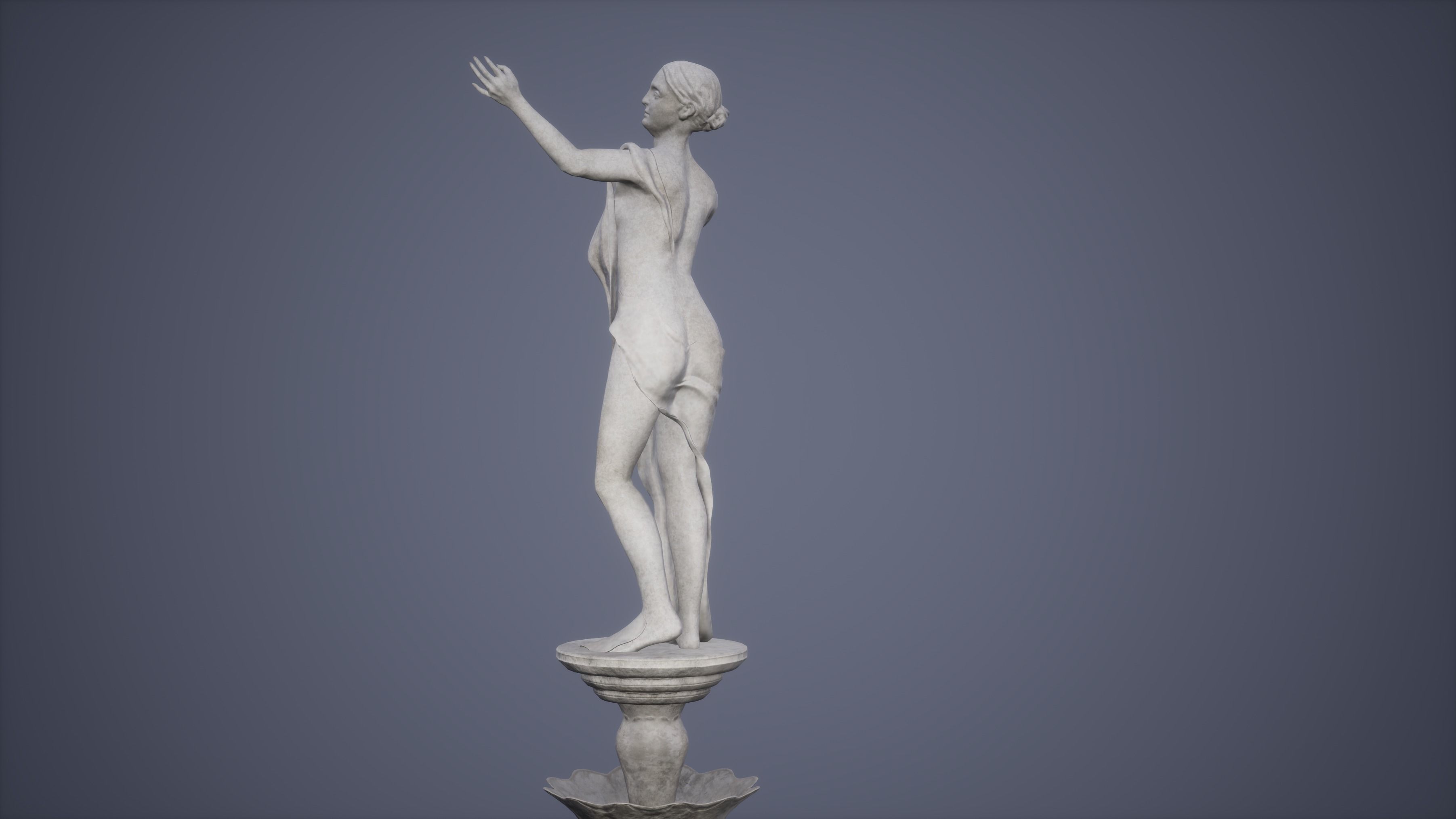 Fountain Statue Low Poly Game Ready Low-poly 3D model_3