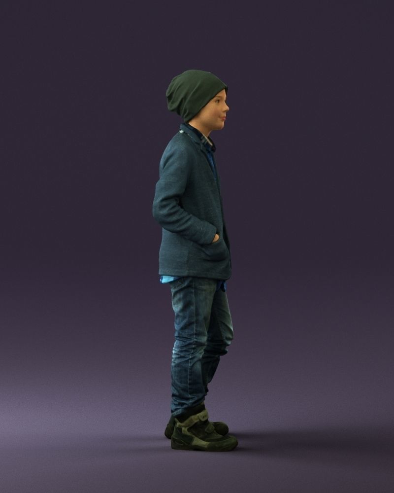 Young boy in long sleeve sweater 0763 3D model_9