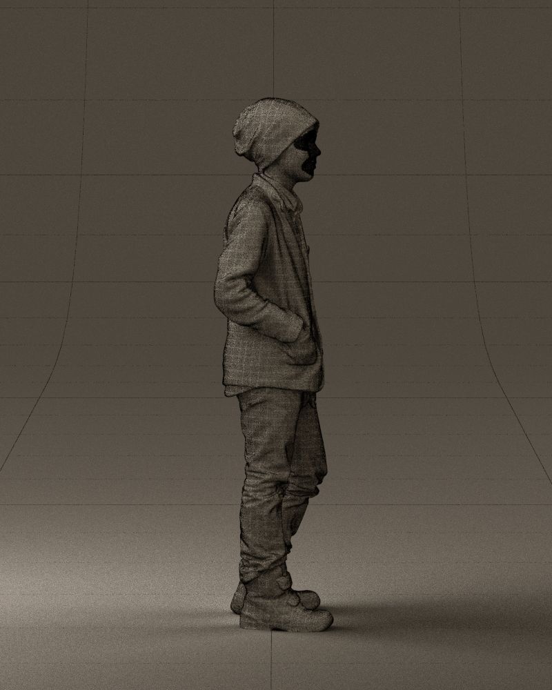 Young boy in long sleeve sweater 0763 3D model_11