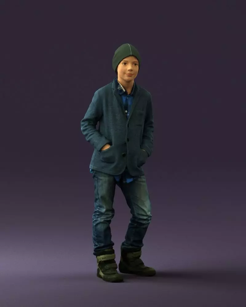 Young boy in long sleeve sweater 0763 3D model_0
