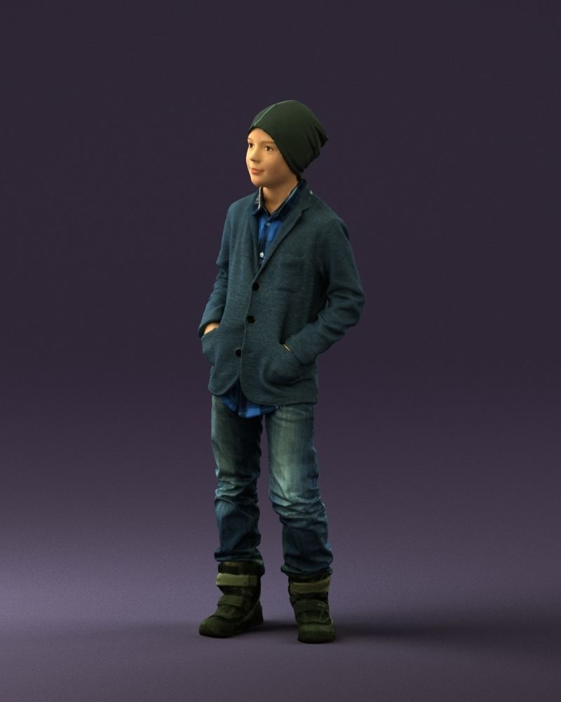 Young boy in long sleeve sweater 0763 3D model_27