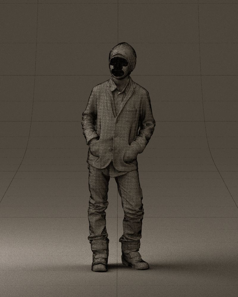 Young boy in long sleeve sweater 0763 3D model_32