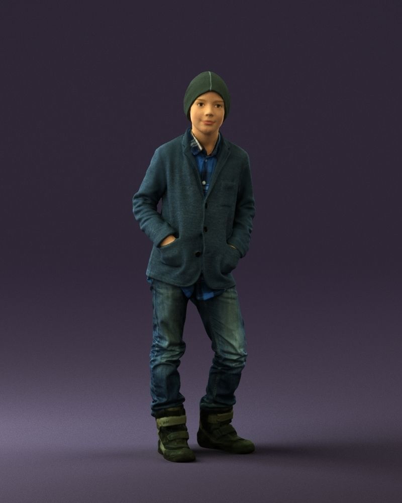 Young boy in long sleeve sweater 0763 3D model_33