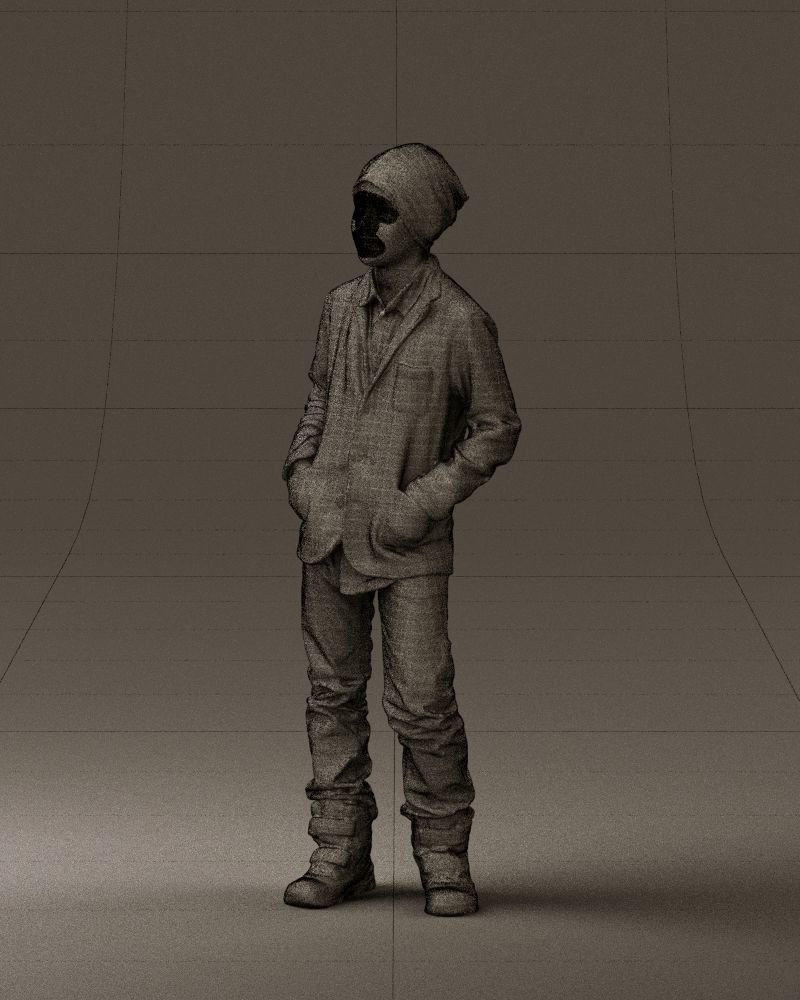 Young boy in long sleeve sweater 0763 3D model_29