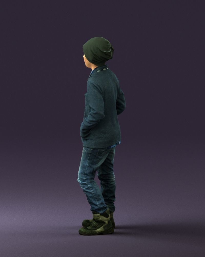 Young boy in long sleeve sweater 0763 3D model_21