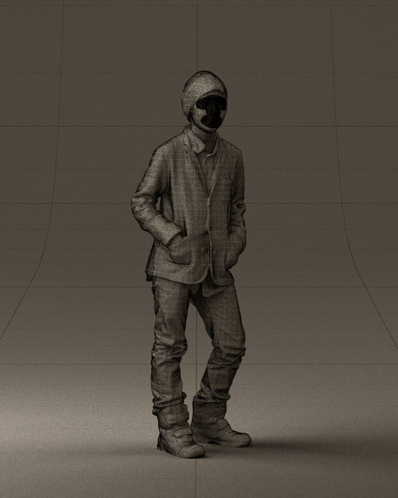 Young boy in long sleeve sweater 0763 3D model_5