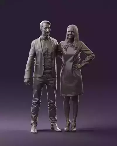Man and woman in violet dress 0780 3D Print Ready