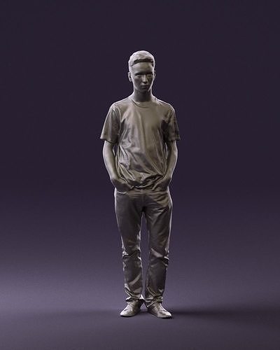 Man in white top blue jeans 0774 3D Print Ready 3D print model
