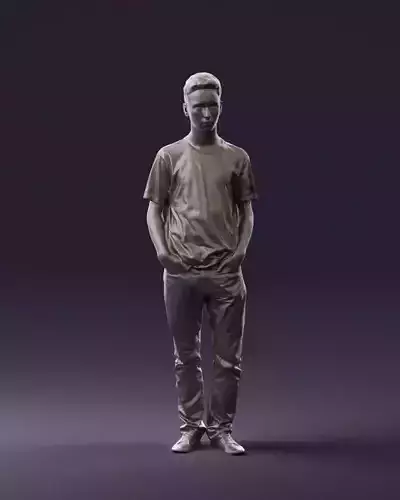 Man in white top blue jeans 0774 3D Print Ready