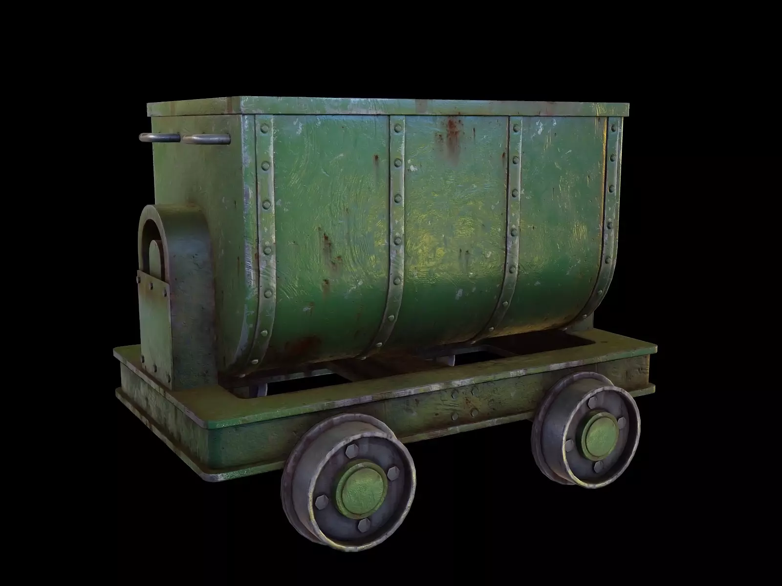 Mining cart Low-poly 3D model_0