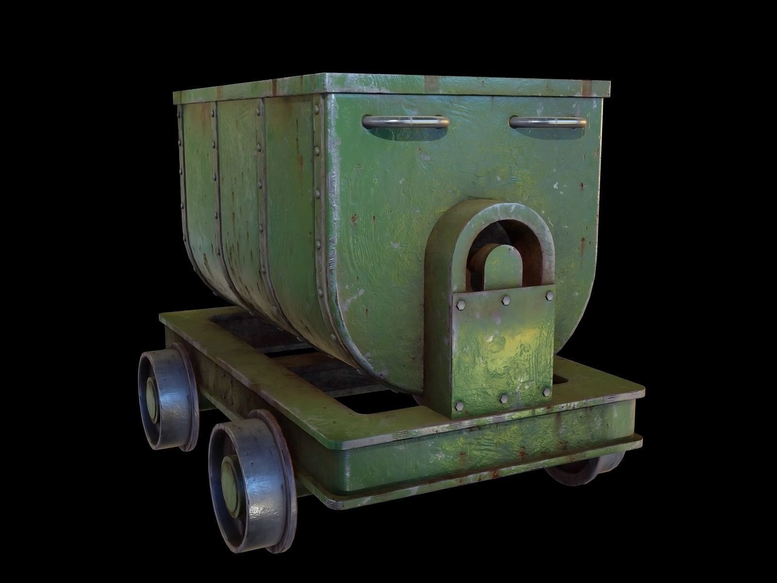 Mining cart Low-poly 3D model_1