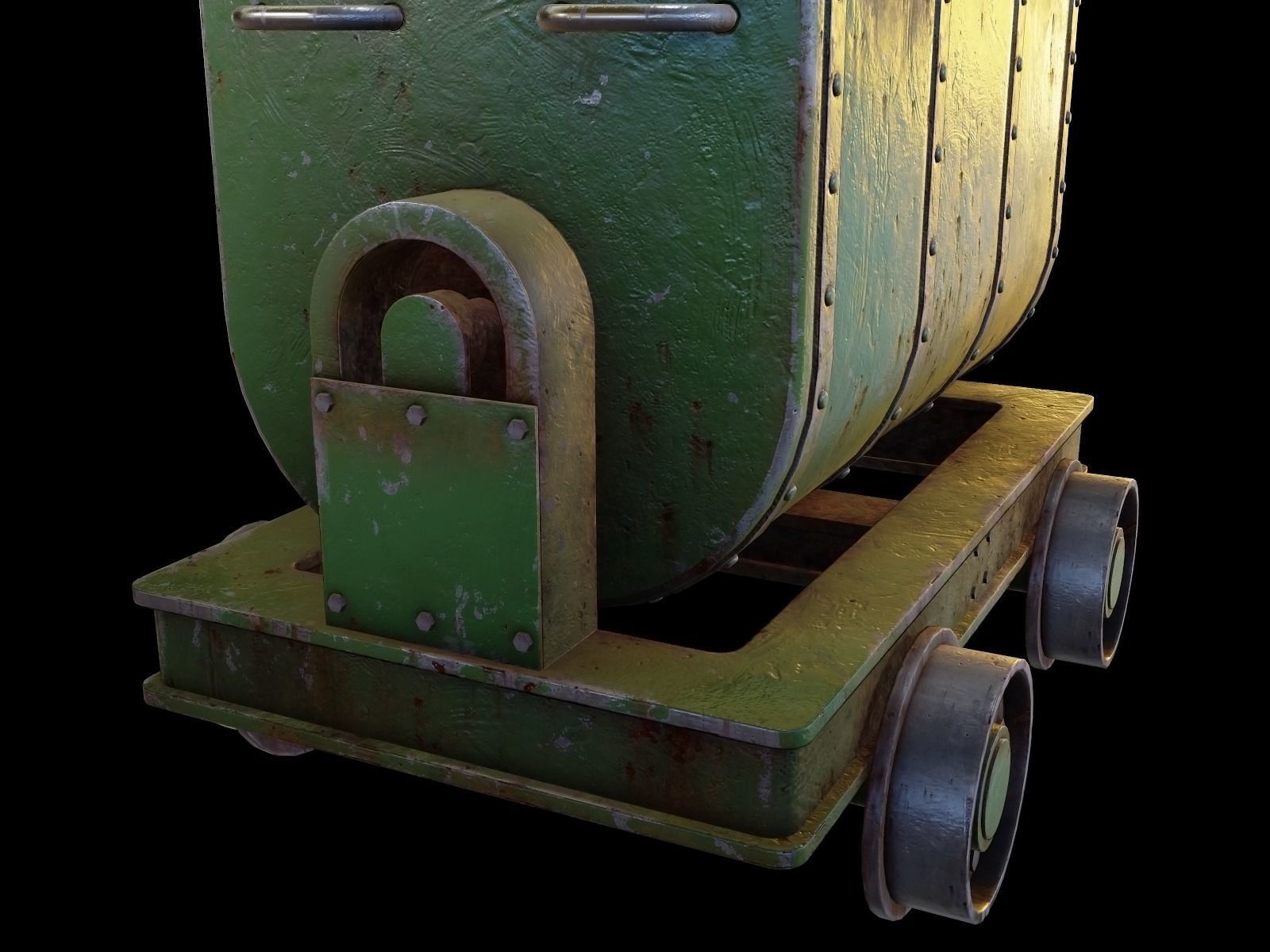 Mining cart Low-poly 3D model_5