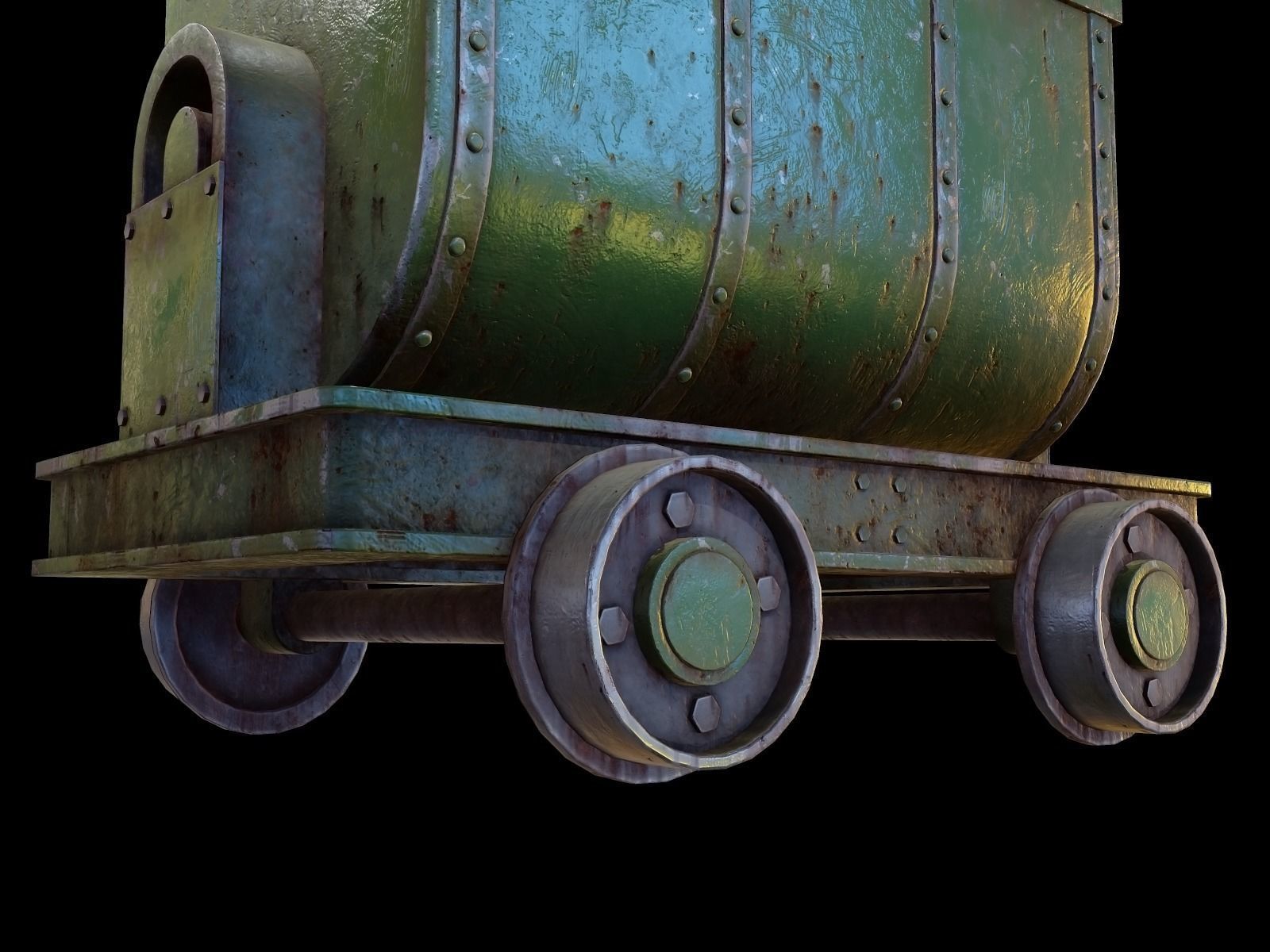 Mining cart Low-poly 3D model_6