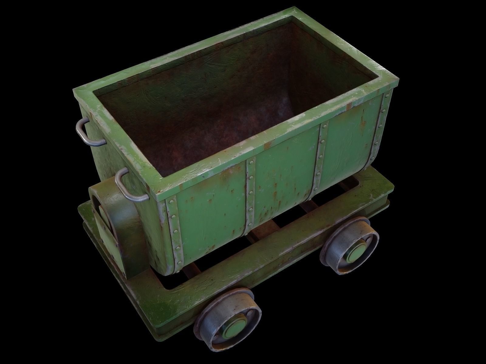 Mining cart Low-poly 3D model_2