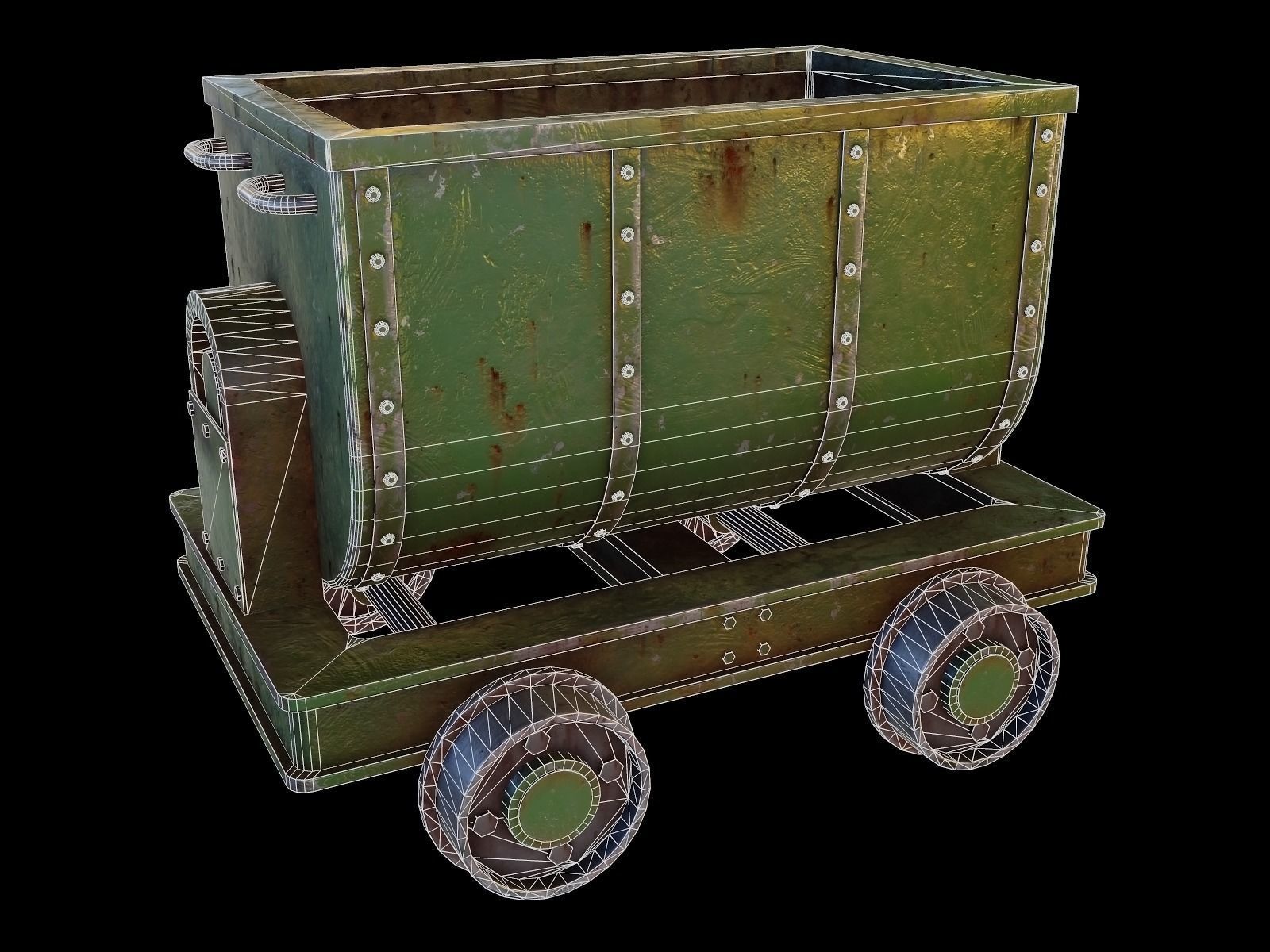 Mining cart Low-poly 3D model_9
