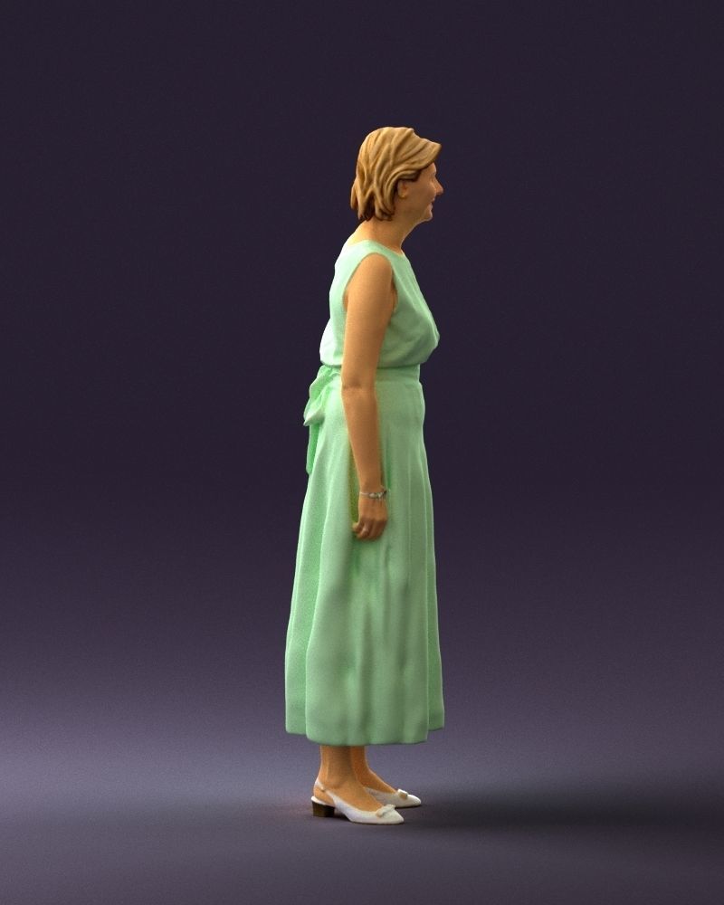 Woman in mint dress 0775 3D model_12