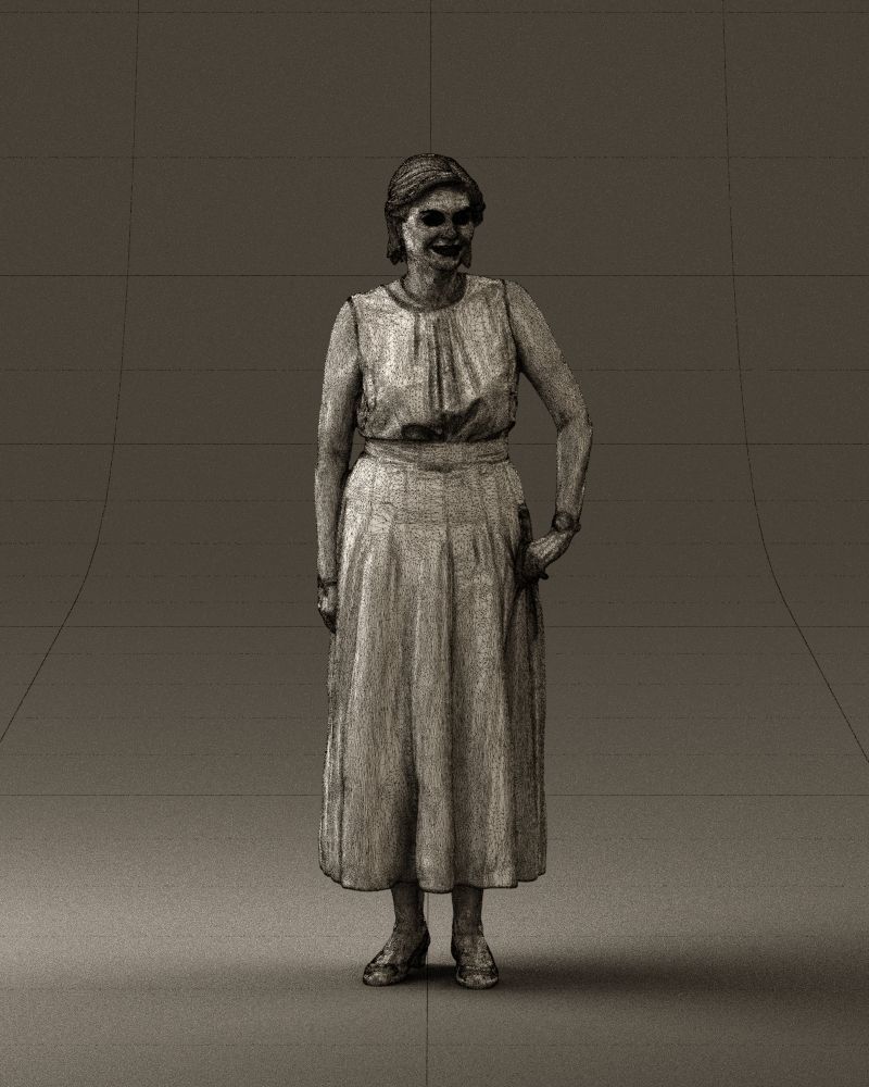 Woman in mint dress 0775 3D model_5