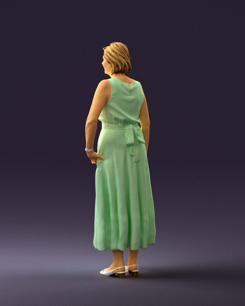 Woman in mint dress 0775 3D model_21