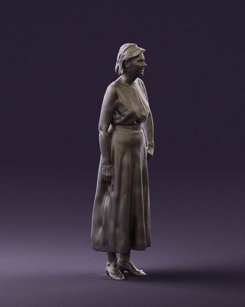 Woman in mint dress 0775 3D model_10