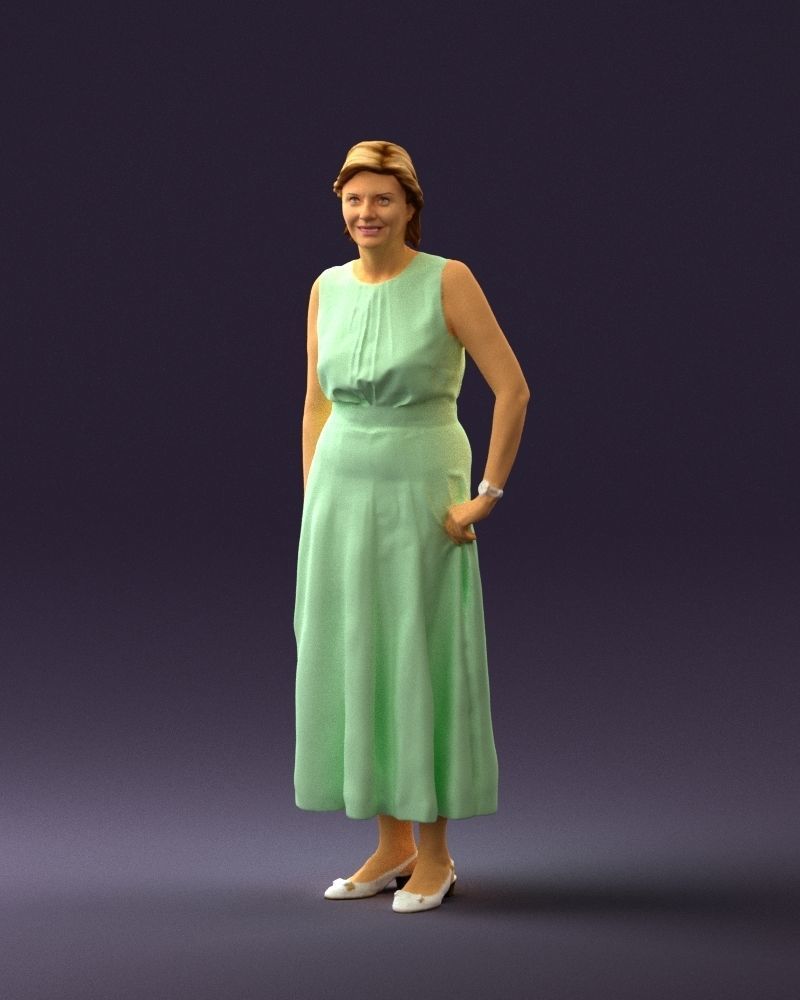 Woman in mint dress 0775 3D model_30