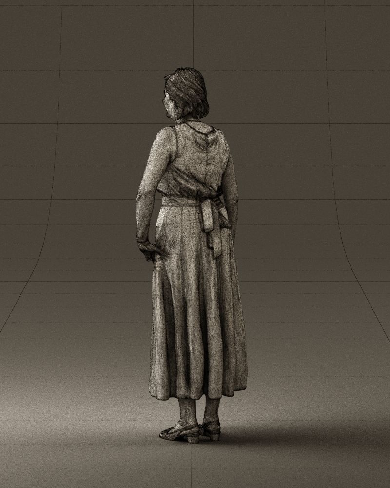 Woman in mint dress 0775 3D model_23