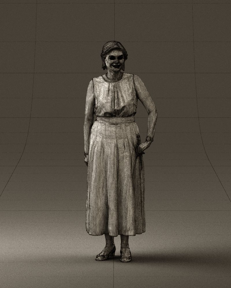 Woman in mint dress 0775 3D model_38