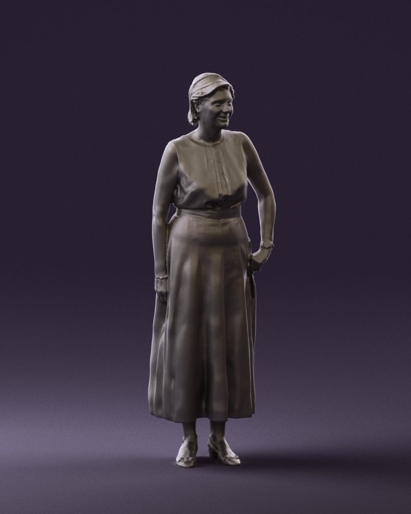 Woman in mint dress 0775 3D model_7