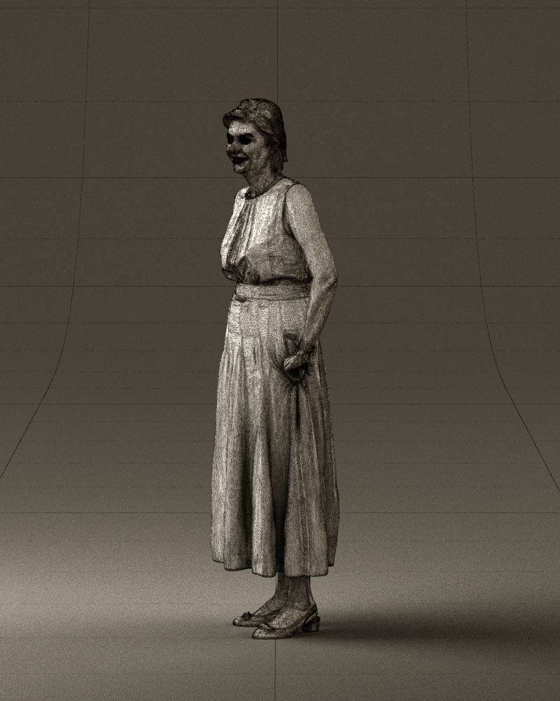 Woman in mint dress 0775 3D model_29