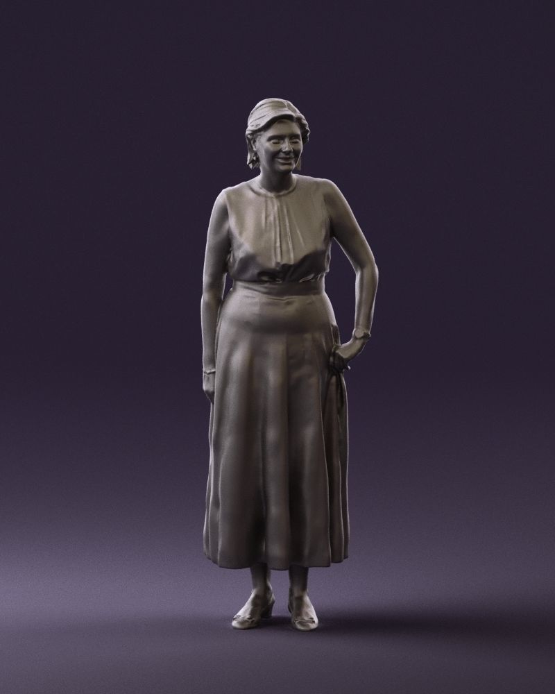 Woman in mint dress 0775 3D model_4