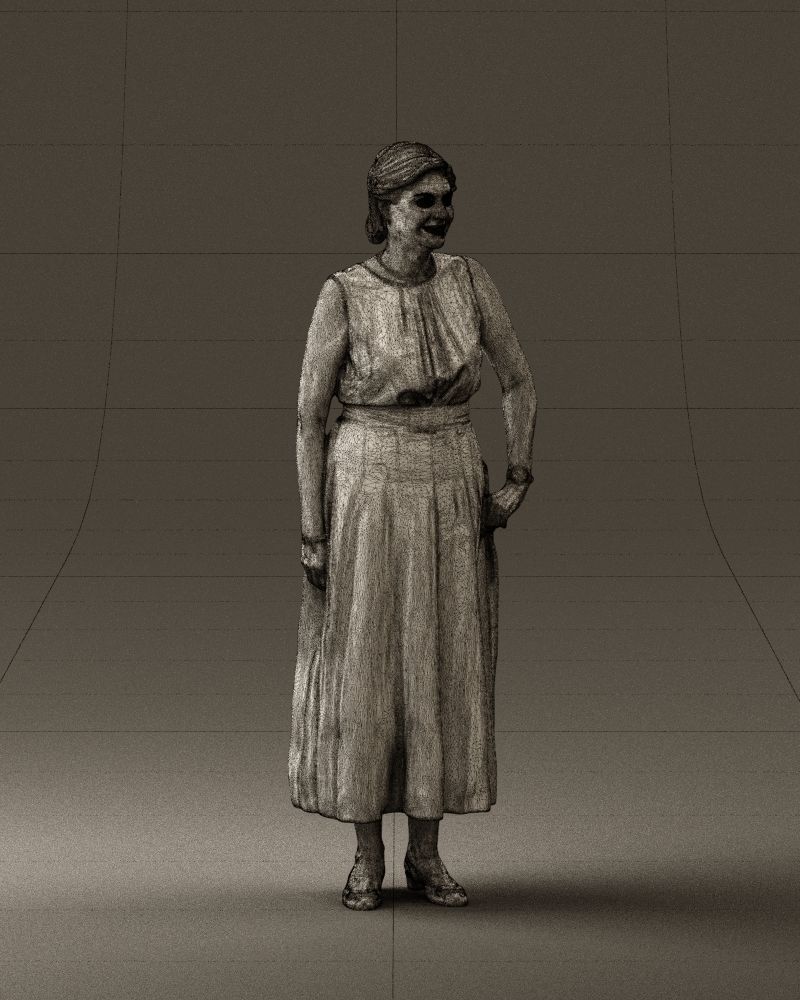 Woman in mint dress 0775 3D model_8