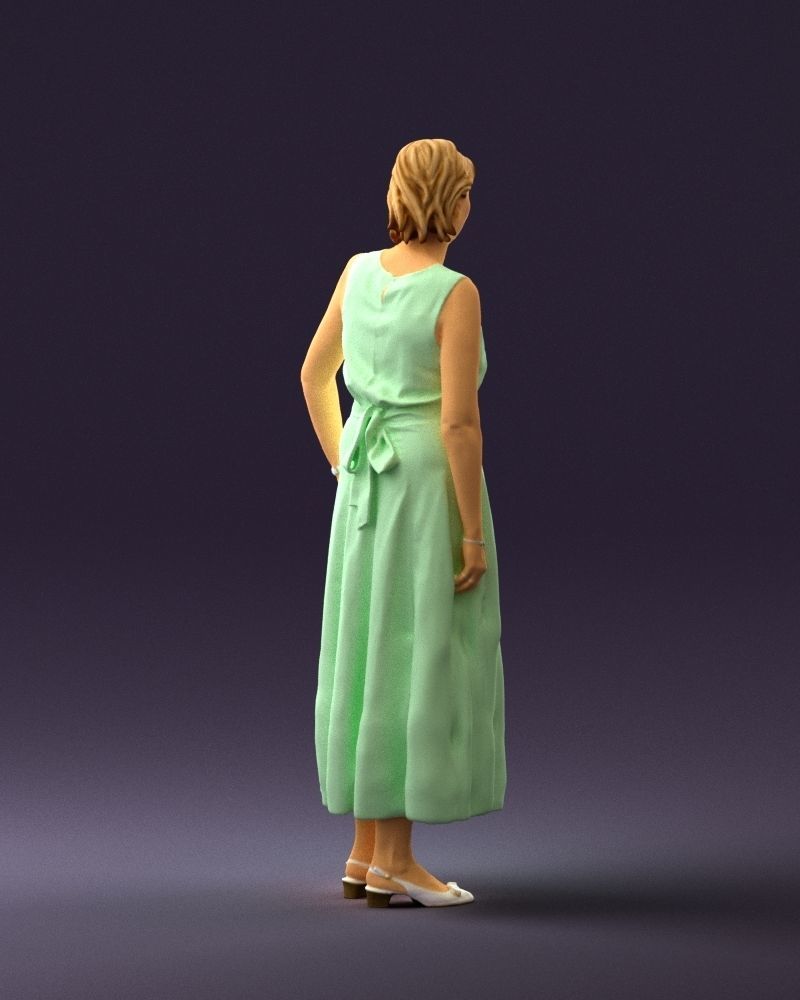 Woman in mint dress 0775 3D model_15