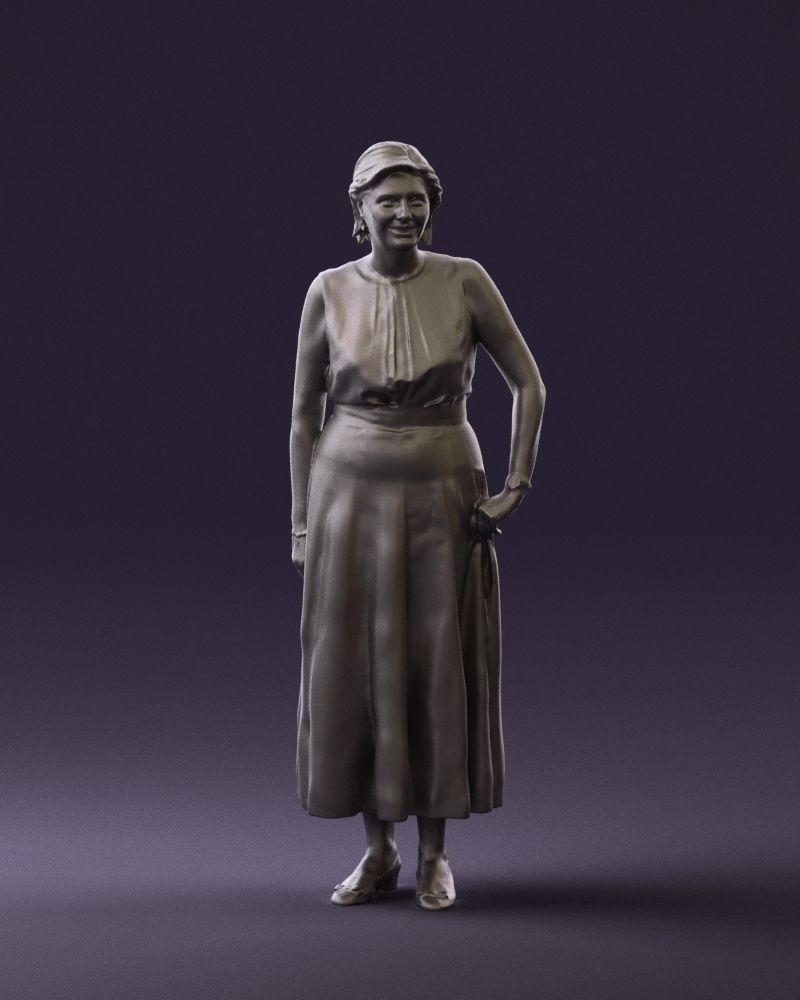 Woman in mint dress 0775 3D model_1