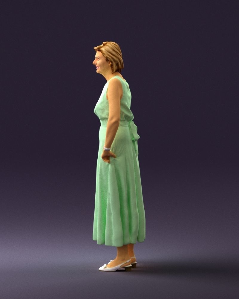 Woman in mint dress 0775 3D model_24