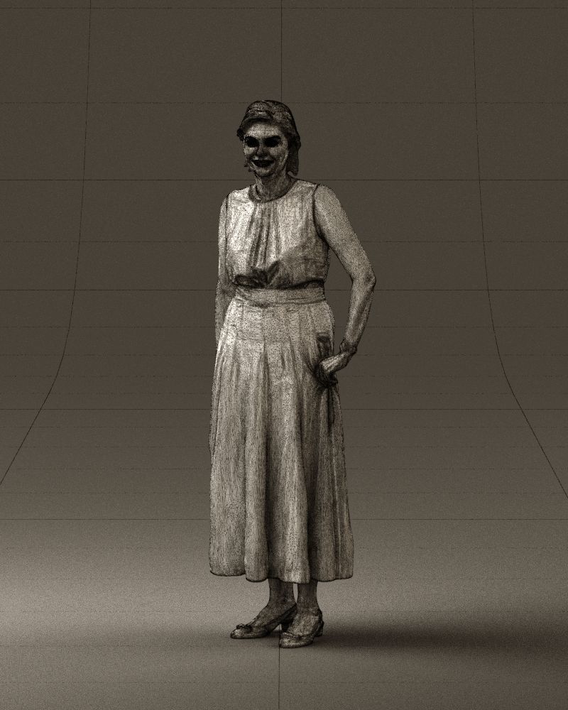 Woman in mint dress 0775 3D model_32