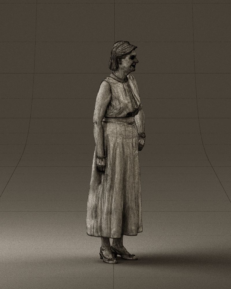 Woman in mint dress 0775 3D model_11